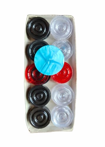 Image of Carrom Board Coin High Class Transparent Plastic /Acrylic Carrom Coins - Pack of 20 Coins with Free 1 Striker