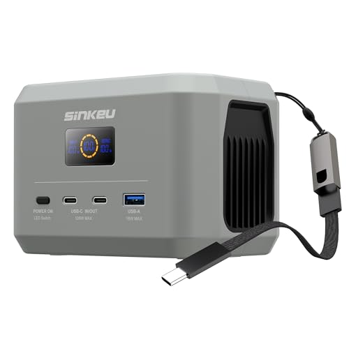SinKeu Portable Power Station, 96Wh/30000mAh LiFePO4 Battery, 100W Mini Solar Generator with USB-C Fast Charging Cable, Camping Power Bank for Outdoor Travel, Business Trips, Backup Emergencies