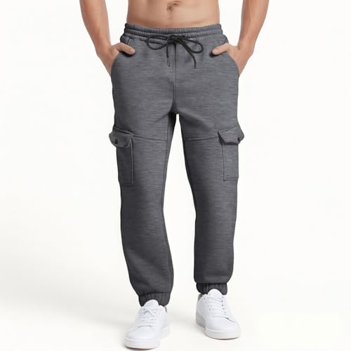 Mens Pants R宽松elaxed Fit Men's Casual Pant Solid Color Elastic Waist Strap Knee Pocket Toe Pants Mens Track Short3