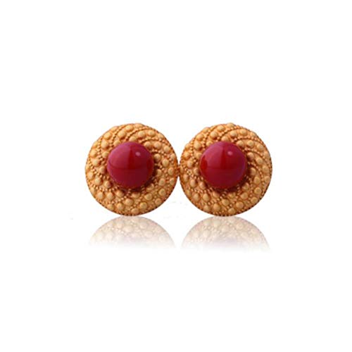 Boucles d'oreilles agate rouge du Sud style chinois vintage incrusté de haute joaillerie