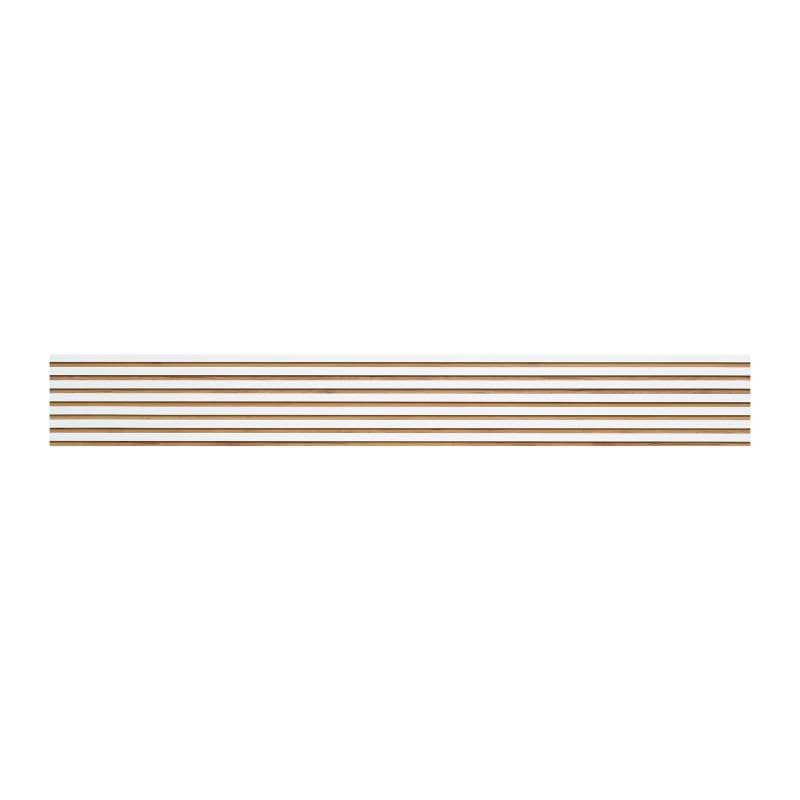 DECOON – Panel de pared listones de madera rígida 250 x 30 x 1,4 cm, decoración blanca y fondo de roble, revestimiento decorativo 3D para paredes interiores, fácil de colocar, efecto alivio moderno