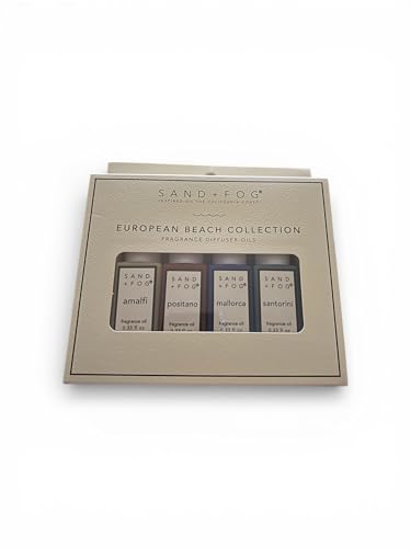 Image of Sand + Fog European Beach Collection Fragrance Diffuser Oils, Amalfi Positano Mallorca Santorini, 4 Pack, 0.33 Fl Oz Each