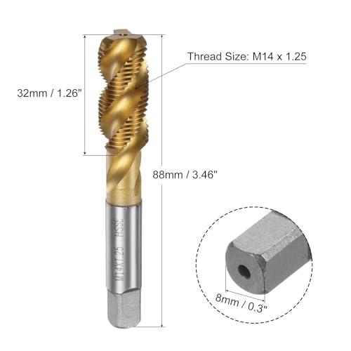 Macho de rosca M14 métrico uxcell HSS de alta resistencia con tolerancia H2 para metalistería 2