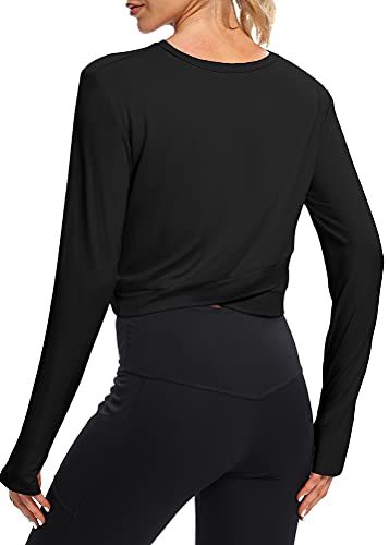 Bestisun Long Sleeve Workout Tops for Women Loose Fit Athletic Long Sleeves Sports Running Shirts Long Sleeve Tunic Tops for Women Workout Shirts Long Sleeve Black S
