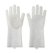 Produktbild SHUHAO Silikon-Handschuhe, Wiederverwendbares Silikon Abwasch Handschuhe, Gummi-Scrubbing Handschuhe Für Geschirr, Wäsche-Reinigung Handschuhe Für Küche Badezimmer Reinigung,Weiß