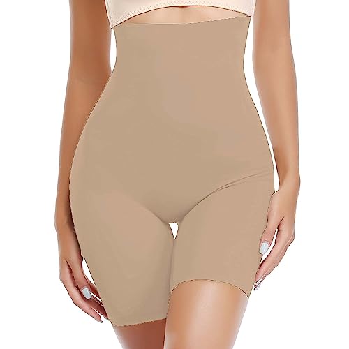 Pantalones de cintura alta para mujer, posparto, levantamiento de cadera, corsé, pantalones largos de talla grande, beige, S
