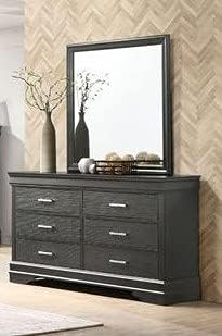 GTU Furniture Contemporary Dark Grey Style Wooden Bedroom Set (Queen Size Bed, 5Pc)
