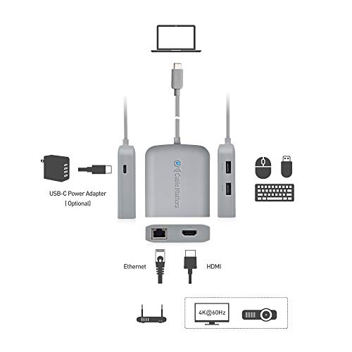 Image of Cable Matters USB C Hub Multiport Adapter (Works with Chromebook Certified) with 4K HDMI, 2X USB 2.0, 480Mbps Ethernet, and 60W PD