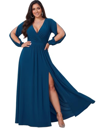 Image of KOH KOH Womens Long Sleeve Sexy Slit Photoshoot Evening Fall Maxi Dress