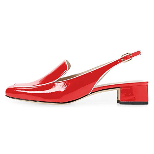 Image of YDN Women Closed Square Toe Block Low Heels Slingback Formal Loafer Dressy Shoes Office Lady Pump Size 4-15 US