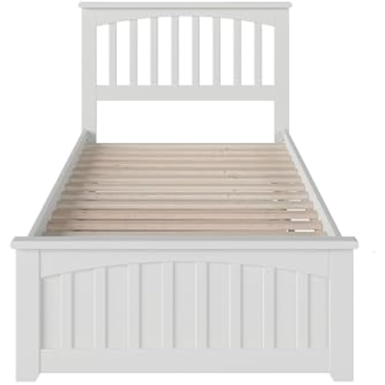 AFI, Mission Twin Platform Bed with Matching Footboard & Twin Trundle, White
