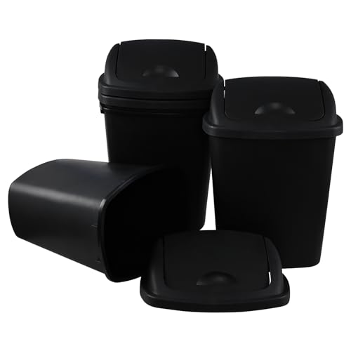 Pack de 4 canecas de basura de plástico negro 6 galones miniatura 7