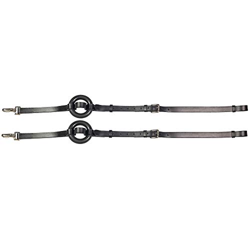Horze Leather Side Reins w/ Rubber Donuts - Black - Horse