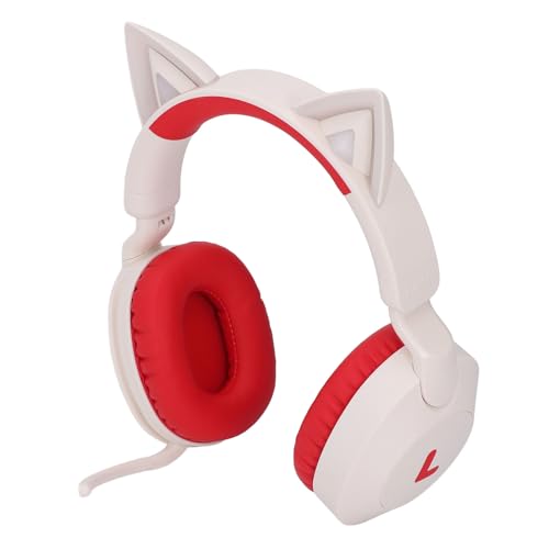 Annadue CAT -Ohrhörer -Kopfhörer mit Mikrofon, Drahtloses Bluetooth 5,4 faltbares Headset mit LED Licht, 3,5 mm Aux Kabel, 35H Spielzeit, 85 DB Volumen Ideal, für Gaming Musik...