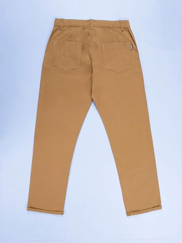 Image of KiddoPanti Boys 100% Cotton Twill Chinos Pant | Comfortable Regular Fit | 2 Side Pocket, 2 Back Pocket | Ankle Length | Back Elasticated Waistband with Button Zip Open Fly