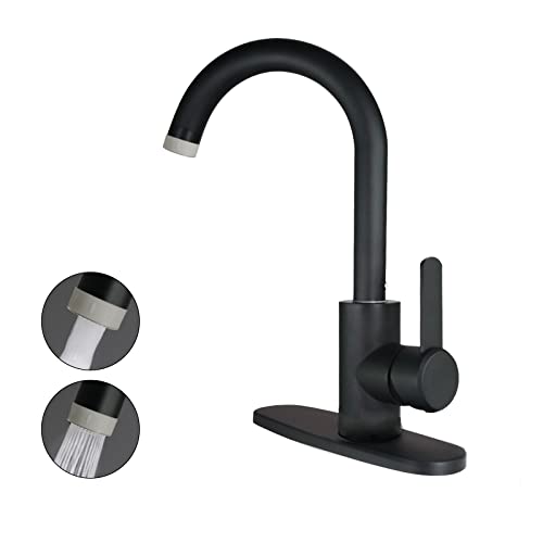 LIWEIKE Grifo Lavabo Negro 2 Función Grifo de Fregadero Aireador Giratorio Acero Inoxidable Cover