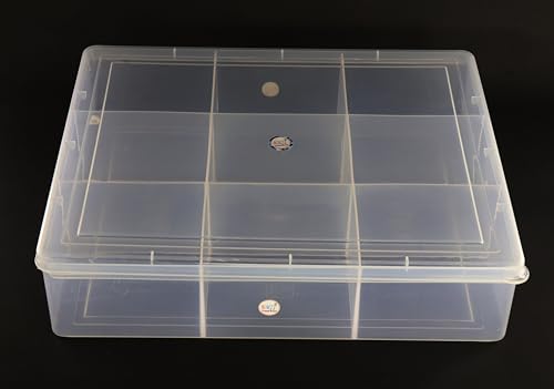 Image of NMII Multipurpose Plastic Storage Box with Partitions | Transparent Organizer with Secure Lid | Ideal for Stationery, Craft Supplies, Tools, and Jewellery, Accessories | Lightweight-(9 Partitions)