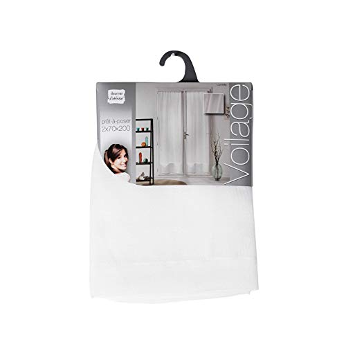 Douceur d'Intérieur, Paire Droite Passe-Tringle (2 x 70 x 200 cm) Luminea Blanc, Luminette Unie