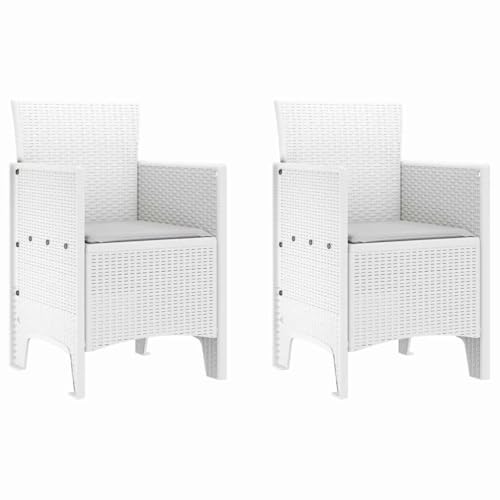 vidaXL Gartenstuhl 2 pcs Weiß 53 x 49 x 85 cm PP, Garten und...