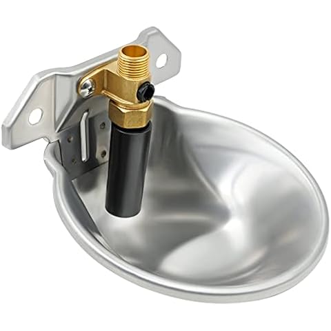 KHEARPSL Automatic Waterer Stainless Steel Sheep Goat Water Bowl with Copper Valve Livestock Waterer for Goat Sheep Calf Pig Dog Cattle Cover