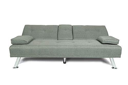 Erye Futon Sofa Loveseat Convertible Sleeper Couch Bed For Small Space Apartment Office Living Room Furniture Sets Sofabed, Light Grey Linen 66.2" #TOP7