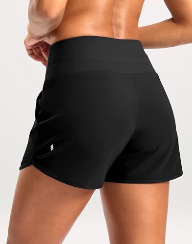 Soothfeel Women's Athletic Running Shorts with Zipper Pockets 3" High Waisted Workout Active Gym Shorts for Women with Liner2