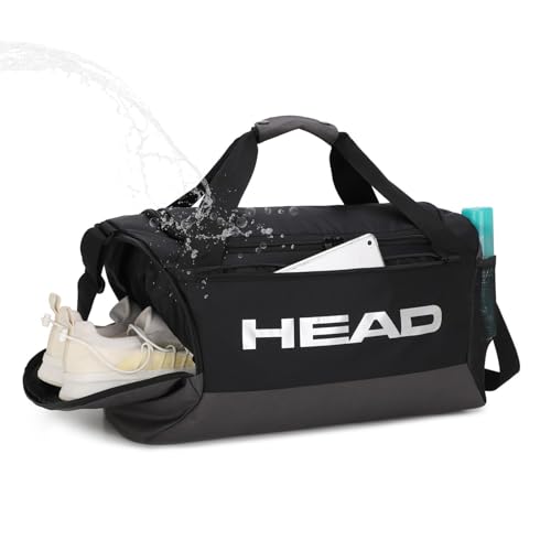 HEAD 45L Waterproof Tennis Duffel Bag for Men, Large Capacity Sports Gym Bags with Shoes Compartment, Lightweight Crossbody Duffle Bag for Business/Workout/Fitness/Weekender/Overnight