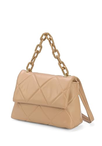 Bolsa Transversal Feminina Gash BG72619 Matelassê Corrente Cor:Nude