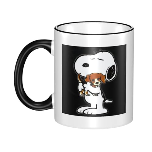 スヌーピー マグカップ 保温・保冷 電子レンジ対応 コーヒーカップ 陶器 セラミック 耐高温 軽量 個性人気 誕生日プレゼント大容量 Black