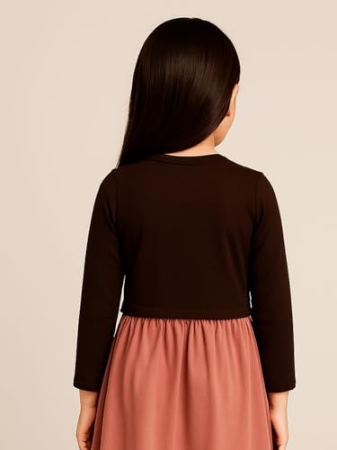 Image of KRYPTIC Kids Girls Crop Length Cotton Shrug - Soft Lightweight Open Front Layer for Stylish Everyday Wear Casual Outfits
