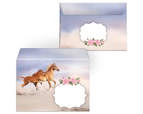 Junapack Lot de 12 cartes d'invitation pour 7e anniversaire d'enfant - Motif cheval avec poulain - 12 enveloppes - 12… - Image 6