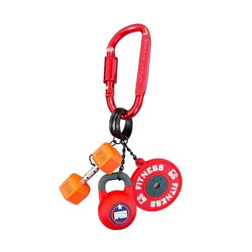 Nookfinds Llavero de gimnasio y dije para bolsa, mancuernas, pesas y pesas rusas para mujeres y hombres, regalos de fitness y accesorios de gimnasio, Rojo, 6*2
