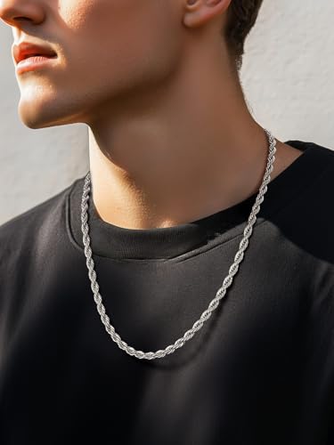 Supcare Mens Chains Necklace Stainless Steel Rope Chain Gifts,18-30 inches (with Gift Package)2