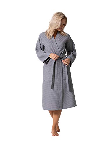 Turkish Linen Waffle Knit Lightweight Kimono Spa & Bath Robes for Women - Quick Dry - Soft