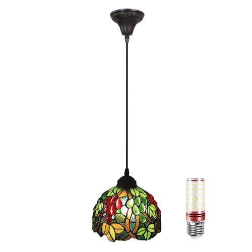 Uziqueif Lustre Chambre, Tiffany Lampe Suspendue, Lustres Verre Vintage, E27 Lampe Plafond, Suspension Luminaire pour Cuisine Salon Salle Manger Couloir,...