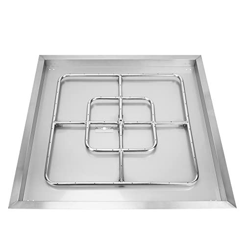 Onlyfire ステンレススチール スクエア型ファイヤーピットバーナー パン付き 36インチ
