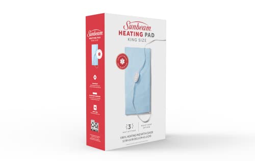 Image of Sunbeam XL Heating Pad for Back Neck and Shoulder Pain Relief with Sponge for Moist Heating Option Extra Large 12 x 24 Blue,(Pack of 6)