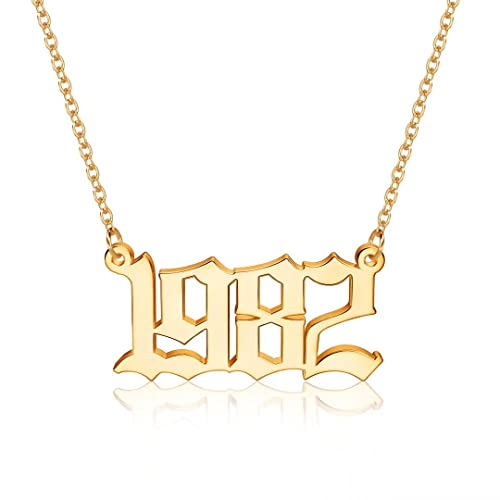 Collier année de naissance 1982 en vieil anglais pour femme