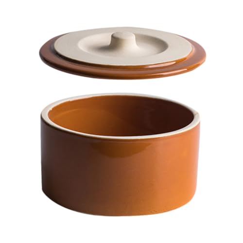 Gatuida Bol de Cerámica para Estofado con Tapa Cuenco para Arroz al Vapor y Huevos Resistente al Horno Diseño Vintage para Cocina