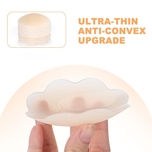 AMFLOWER 5 Pairs Nipple Covers, Invisible Nipple Covers for Women, Silicone Petals/Pasties Nipple Covers Reusable Washable Nude2