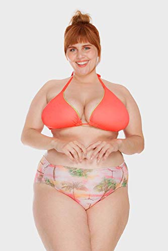 Sunkini Laterais Franzidas Plus Size Rosê