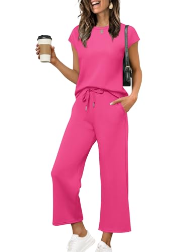 Image of Sampeel Two Piece Sets for Women Summer Vacation Outfits Cap Sleeve Tops Lounge Matching Sets Clothing Beach Fashion Clothes