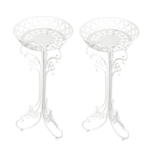 Sungmor Lightweight Metal Flower Pot Stands - 2 Pack 29.7 Inches Tall White Plant Stand - Rustproof Potted Plant Holder Container Support - Indoor & Outdoor Elegant Corner Decorative Display Rack #TOP4