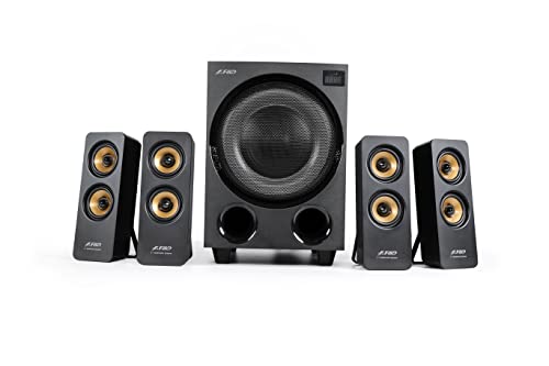 Image of F&D F7700X 4.1 Channel Bluetooth Home Audio Multimedia Speaker & Home Theatre, 80 Watt with Subwoofer Satellite Speaker, Multicolor LED Display, Remote, Digital FM & USB