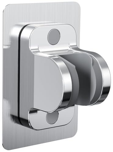 MAYYAYA Shower Head Holder Silver Adhesive Wall Mounted Adjustable Angle