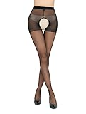 PERAMBRY Sexy Pantyhose for Women Thigh High Silky Stockings Sheer Hollow Out Tights 1 Pack(Black)