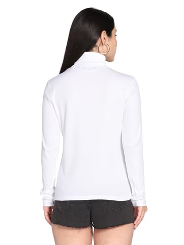 Image of TWIN BIRDS Women Cotton Turtle Neck Ribbed Tee | Full Sleeve Winter Top