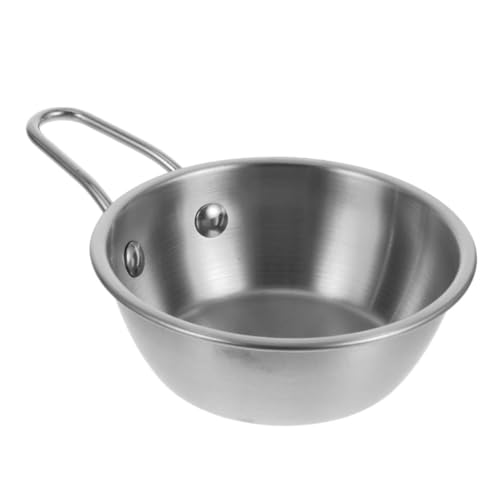 NUOLUX ステンレス製単柄調味碗 耐久性ある伝統米酒ボウル キャンプや家用 多用途アジアンスープ皿 食器洗浄簡単で日常使用に