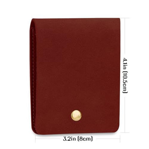 Burgundy Leather Slim Card Holder, Vintage Matte Bifold Wallet, Compact Travel Card Case for Work, Transit, and Bank Cards, Gift for Men & Women3