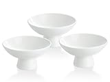 HillSpring 8oz Small Porcelain Footed Bowls, 5'' White Pedestal Bowls for Nuts, Desserts, Ice Cream, Creme Brulee and Pudding, Oven Safe, Set of 3, HS-FootedBowl-White-3PC